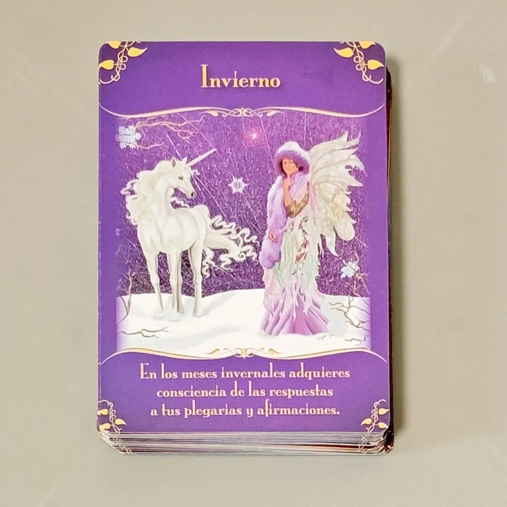 Magical Messages From The Fairies Oracle Deck 44 τμχ Ισπανικές κάρτες τυπωμένες σε χαρτόνι 350GSM με διπλό ανάγλυφο 10,5*7,5cm