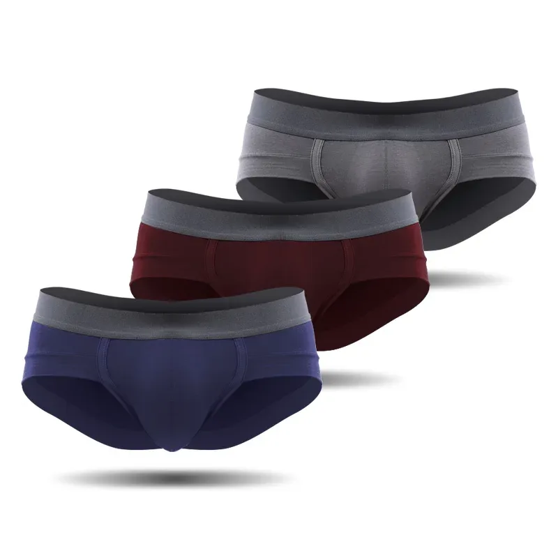Men's Underwear, Men's Briefs, U-Shaped Pouch, Modal Breathable Summer Youth White Low-Waist Briefs