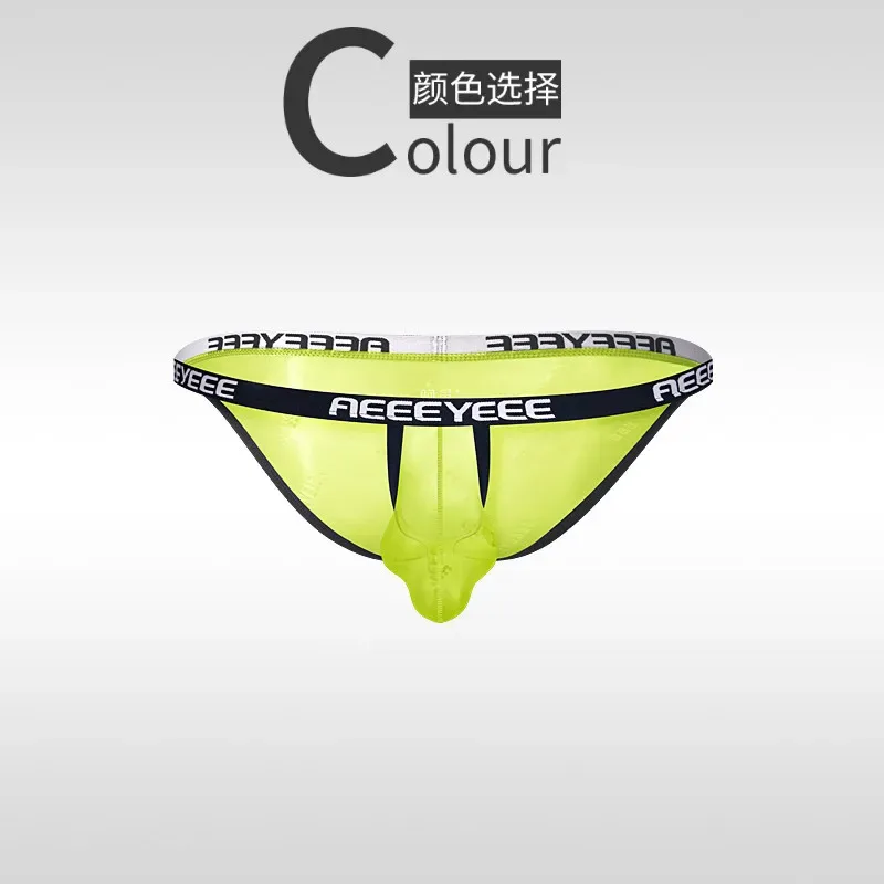Sexy Mens Underwear Ice Silk U Convex Men Briefs Slit Thin Breathable Transparent Man Panties Low Waist Slip Homme Трусы Мужские