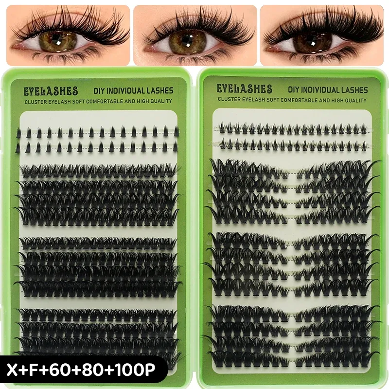 DIY Manga Spiky Cluster szempillahosszabbítások Természetes Mega Volume Egyedi Előre Vágott Szegmentált Szempillák Otthoni Szemsminkhez