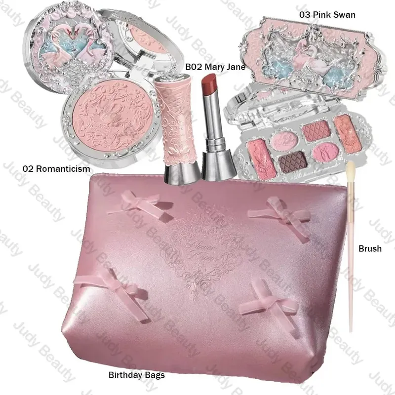 Makeup Flower Knows Set Shell Pearl Series Six Color Eyeshadow Palette Ανάγλυφο Blusher Shine Κιτ κραγιόν με τσάντα όλα μέσα