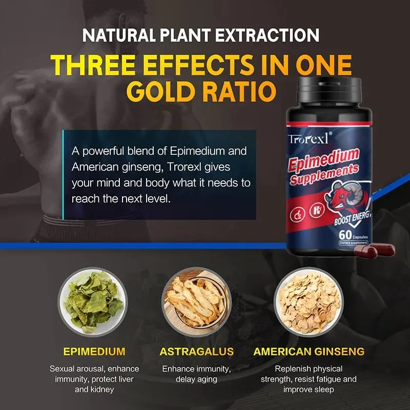 Natural Epimedium Capsules Enhance Endurance Supplement : Boost potency & Morning Power (Men's Health Secret)