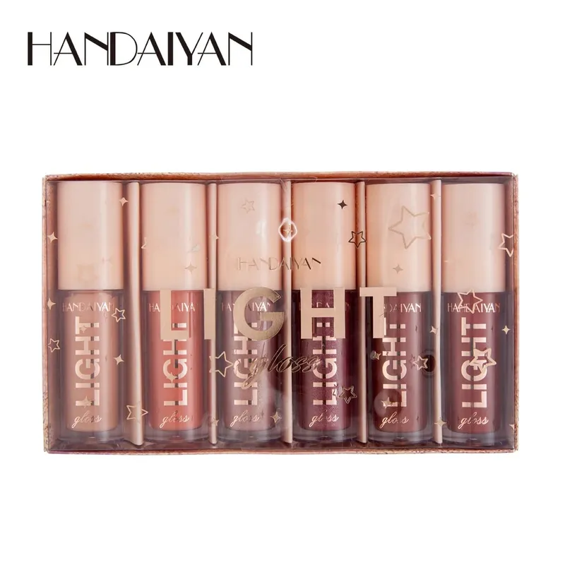 6 PCS Lipgloss Set Liquid Lip Stain Makeup for women Non Stick Cup Mirror Light Lip Glosses Long lasting Lip Gloss Kit Cosmetics