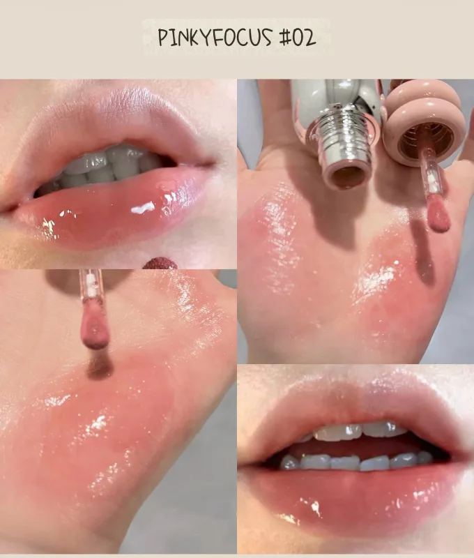 Pinkyfocus ברור שפתון גלוס בגימור זכוכית לחות גוון עירום לא דביק אידיאלי לשכבות להבהרת שפתיים