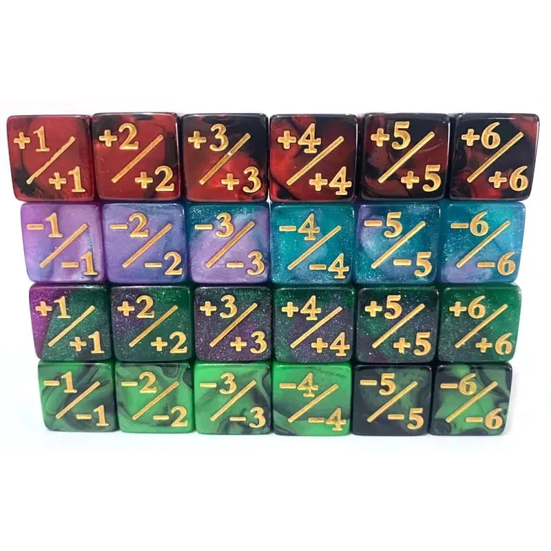 10 Buah 16Mm 6 Sisi Dadu Penghitung + 1/-1 Dadu Mainan Anak-anak Menghitung Dadu untuk Sihir Mengumpulkan Token Kartu Loyalitas Aksesori Permainan