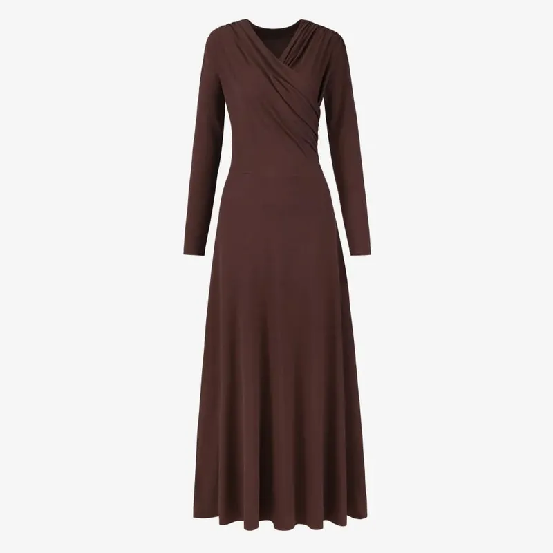 AS SS26 Flowy elegancia pakolás Maxi ruha könnyű anyagból hízelgő elegáns női ruhák