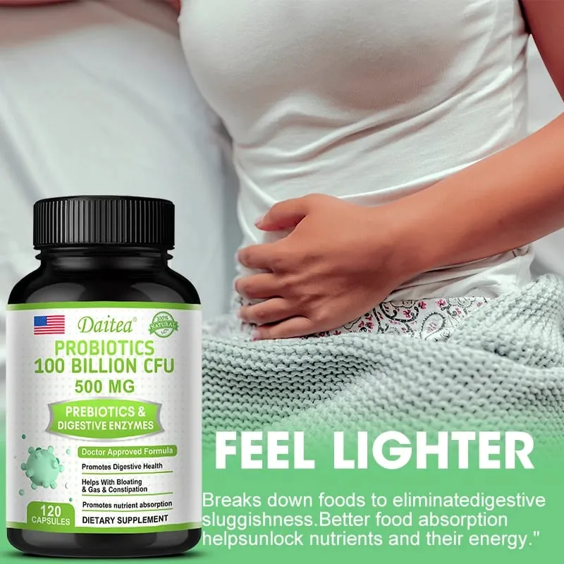 Probiotics 100 Billion CFU na may Prebiotics at Digestive Enzymes Gut Health Digestion Bloating Relief at Immune Support