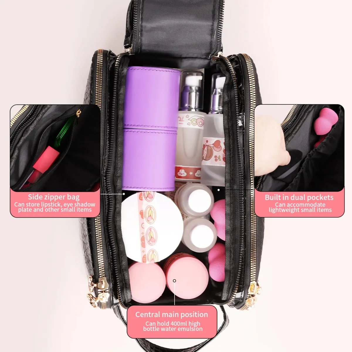 40/30/25/22Pcs Professional Makeup Brush Set na may Crocodile Storage Bag Blush Highlight Eyeshadow Brushes para sa Pang-araw-araw na Stage Makeup