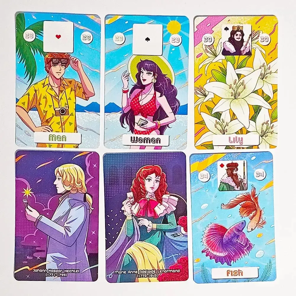 חזרה לשנות ה-80 חפיסת Lenormand 9*6 ס"מ מודפסת על 350GSM Cardstock בלט כפול 36 יחידות כרטיסי Lenormand + 2 כרטיסים מיוחדים