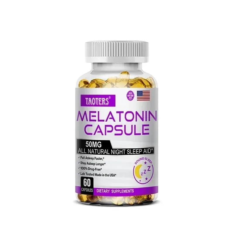 Κάψουλες μελατονίνης 50mg - Προωθήστε τον Γρήγορο Αποκοιμισμό Συμπλήρωμα Φυσικού Βοηθήματος ύπνου Calm The Mind