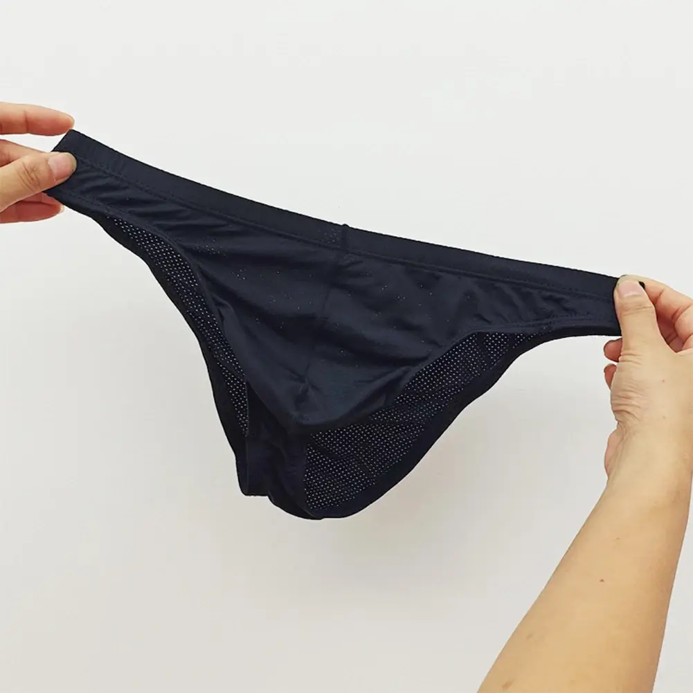 Sexy Skin Color Men Low Waist Mesh Breathable Jockstrap Pouch Half Hip Underwear Briefs Daily Fashion Panties