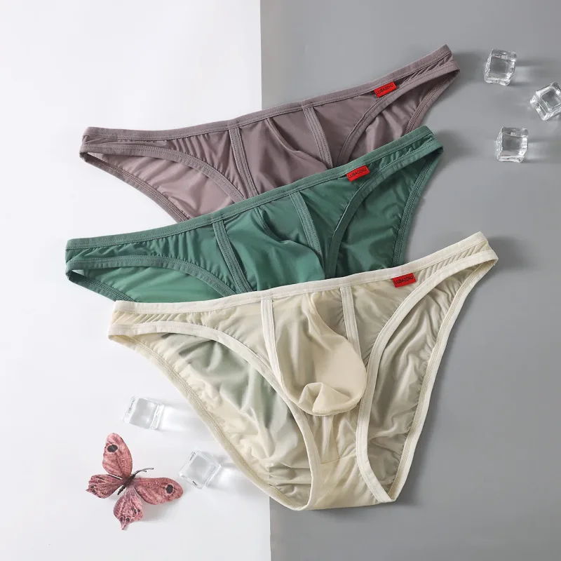 Ultra Thin Men's Underwear Large Pockets Triangular Underpants Transparent Lightweight Briefs
