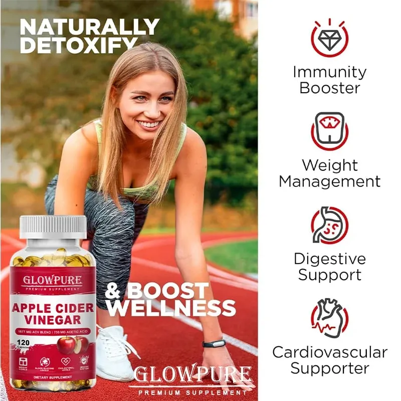Apple Cider Vinegar Capsules Detox Para sa Bloating at Constipation Slimming Fat Burning Digestive System Health