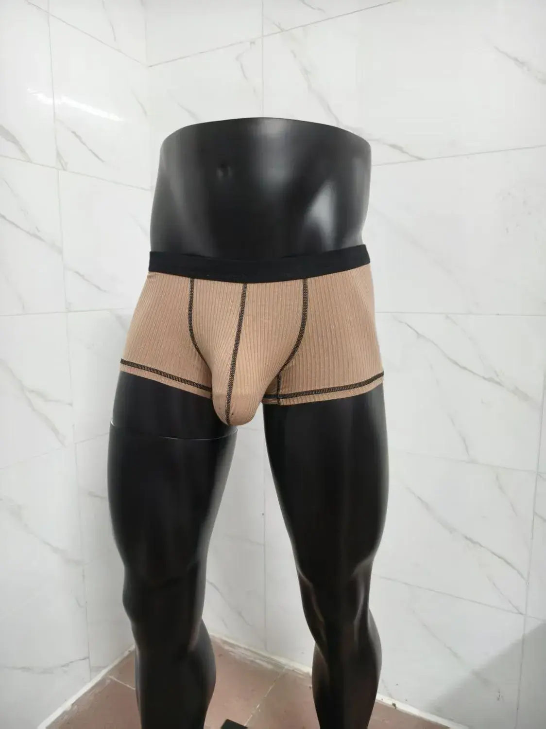 Men's underwear with large scrotal pocket and large stretch flat-leg pants