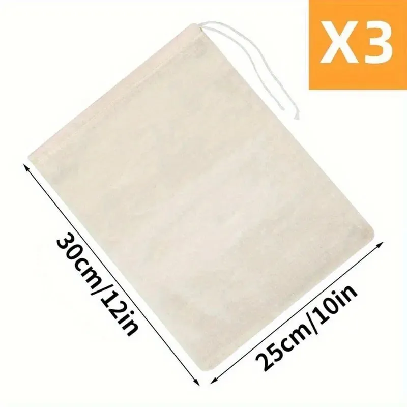 1/3Pcs Reusable Cheesecloth Bags For Straining Coffee Filter Strainers Mesh Pouch Squeezable Natural Straining Nut Milk Fi