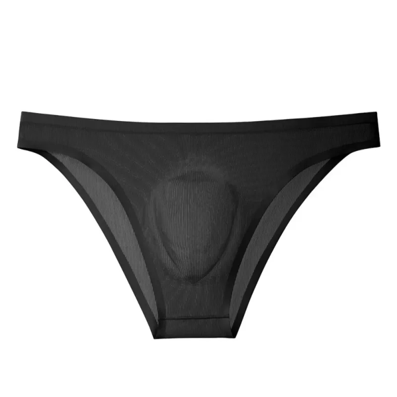 Soft Ice Silk Men's Triangle Panties Lingerie Breathable Men Thin Briefs Solid Color Large Size Underwear for Men Male