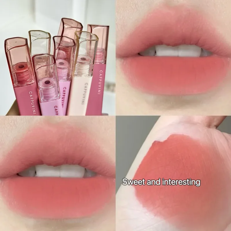 Cappuvini Matte Lip Gloss Χαμηλού κορεσμού Γκρι ροζ υγρό κραγιόν αδιάβροχο αντικολλητικό χωρίς ξεθώριασμα απόχρωση χειλιών Κορεατικά καλλυντικά μακιγιάζ