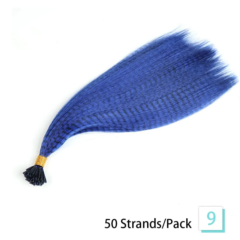 תוספות שיער נוצות סינתטיות 16 אינץ' 50 גדילים/חבילה תוספות שיער צבעוניות תוספות נוצות שיער צבעוניות לנשים