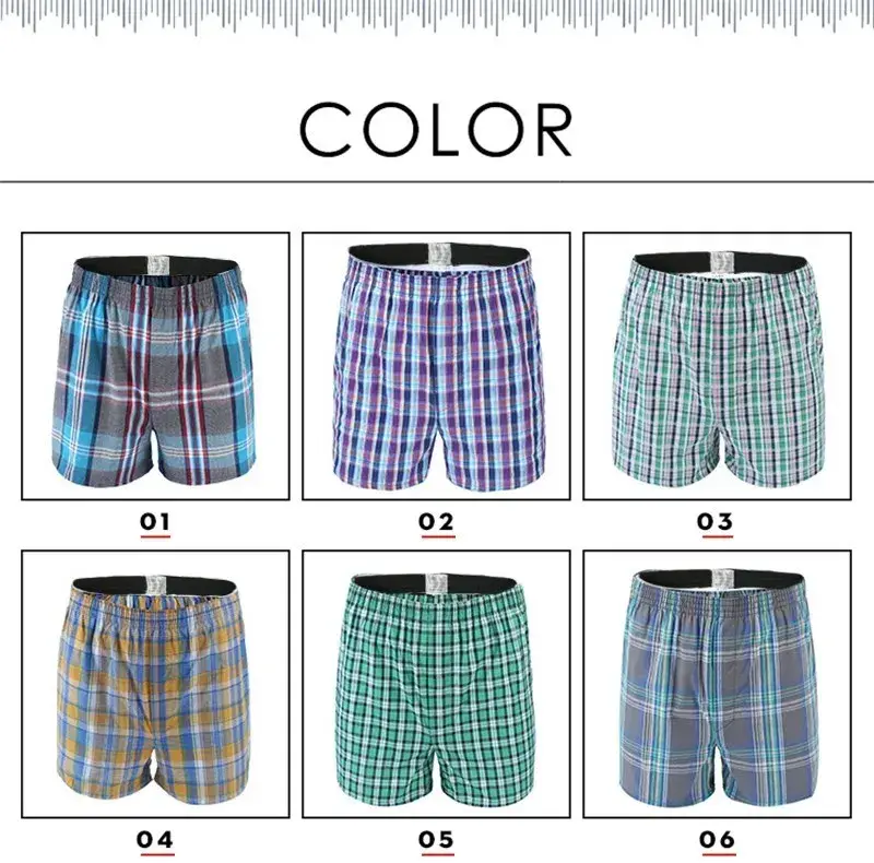 3/5/10Pcs/lot Boxer Men Underwear Cotton Man Short Breathable Plaid Flexible Shorts Boxer Male Underpants Plus Size BoxerShorts