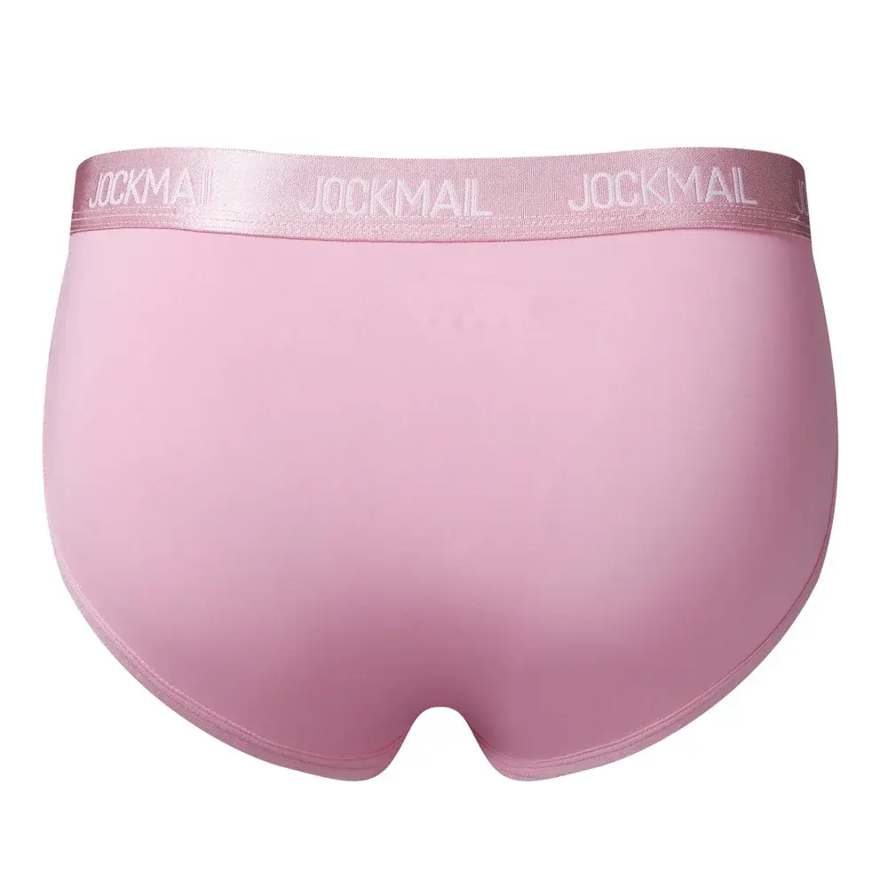 Jockmail Mens Underwear Low Waist Sexy Letter Sports Breathable Summer Ice Silk Briefs Big Bag Nylon Solid Color Man Panties