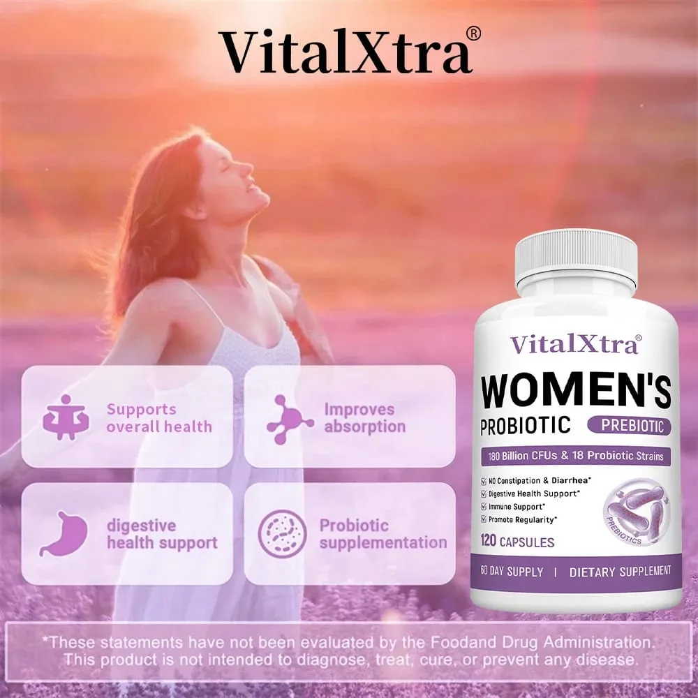 Women’s Probiotic 120 Caps 180 Billion CFU 18 Strains Digestive Immune Vaginal & Urinary Health Shelf Stable Gluten Free