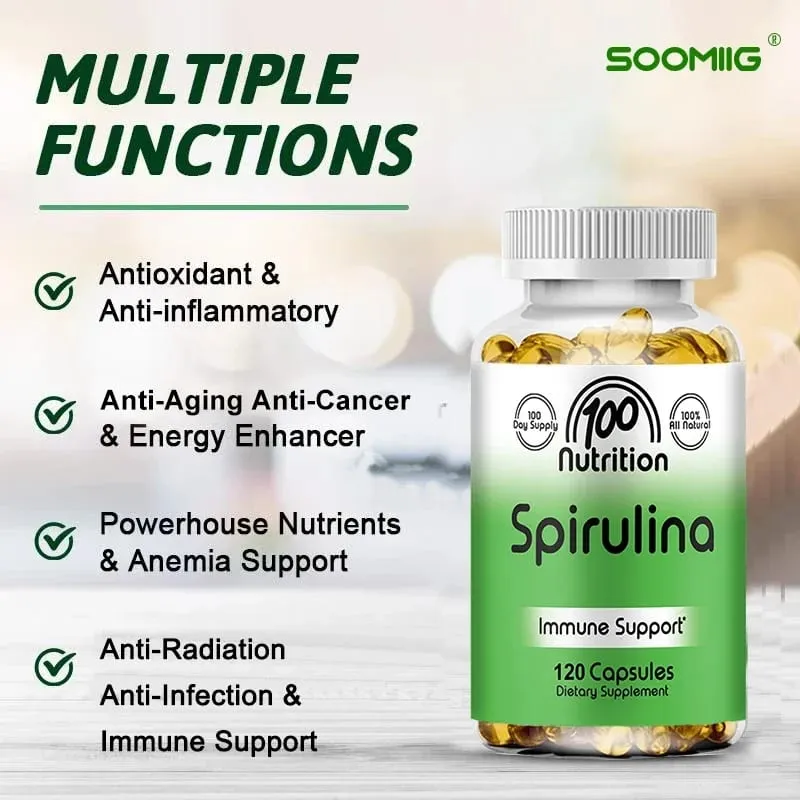 Organic Spirulina 2000 Mg Supplement - Tumutulong sa Detoxification Immune System Cardiovascular Antioxidants B Vitamins