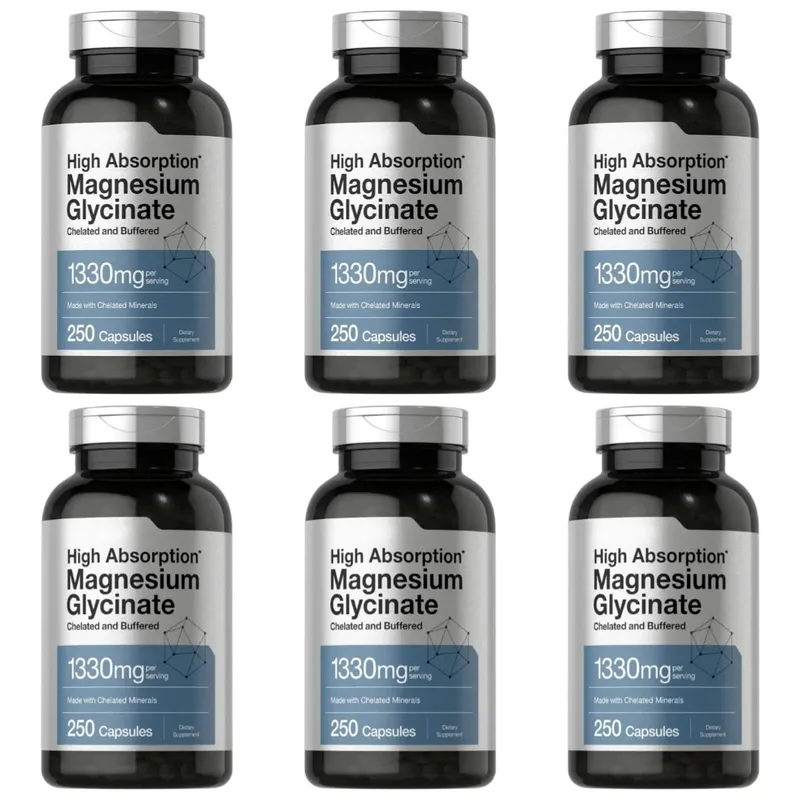Magnesium Glycinate 1330mg (Elemental Magnesium) 250 Capsules Chelated Buffered Minerals Non-GMO Gluten Free Dietary Supplement