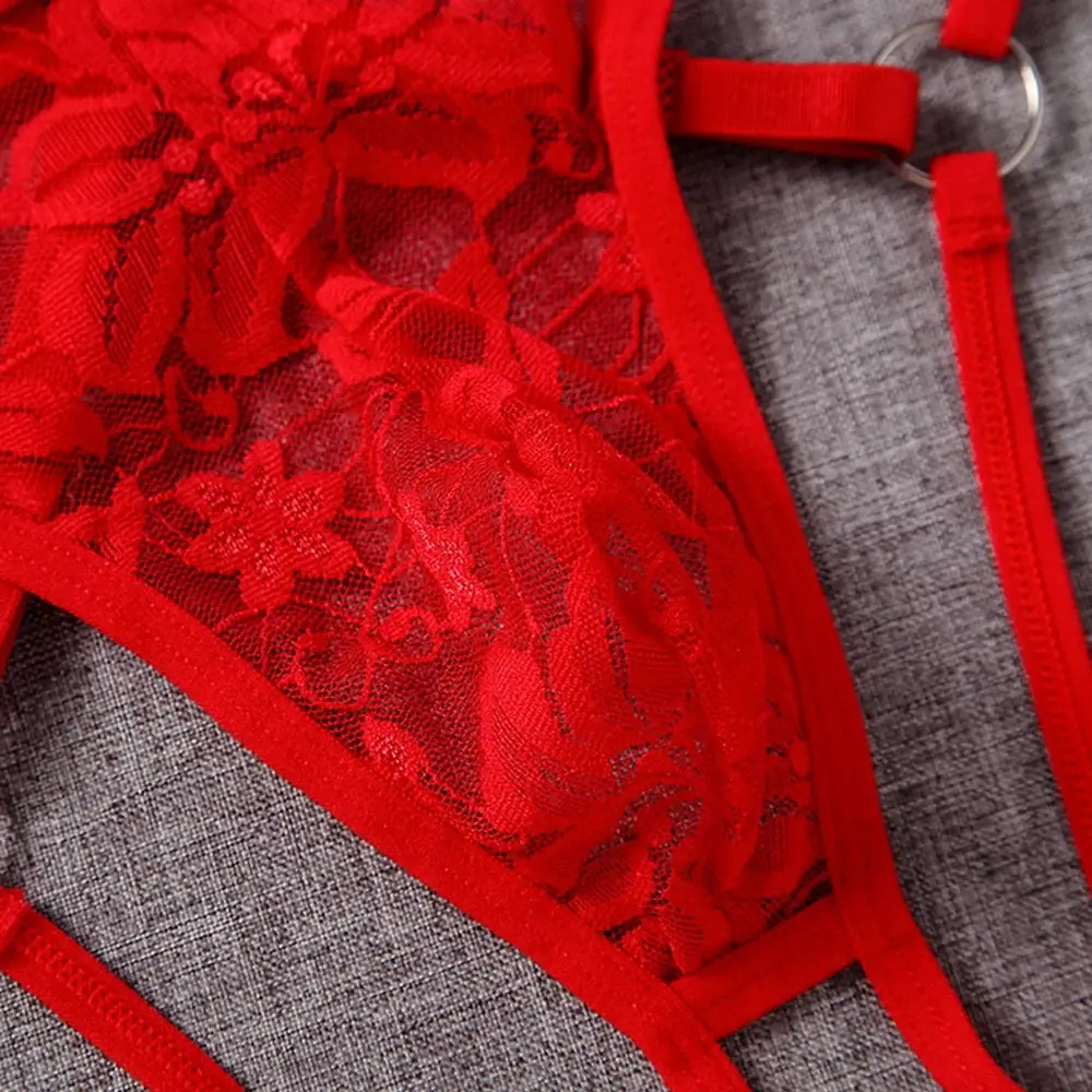 Sexy Underwear Men's G-Strings Exotic Lingerie Panties Sheer Lace Pouch Hollow Out Lace Flower Pattern Adjustable Waistband