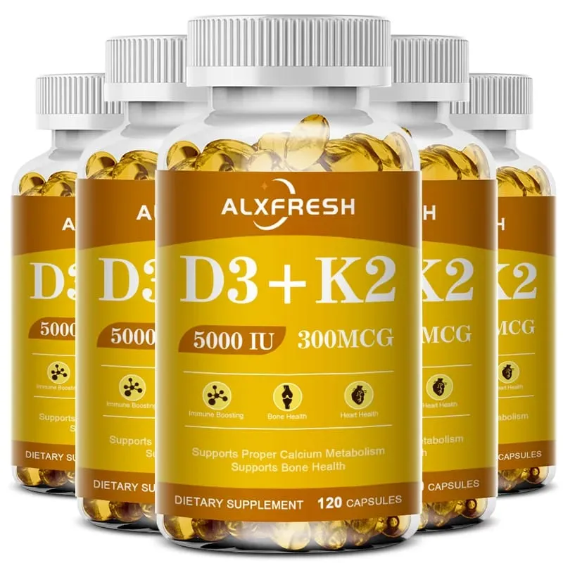 Alxfresh Vitamin D3K2 Capsule Calcium Absorption Bone &Joint Immune System Support Collagen Boosting Skin Health Supplement