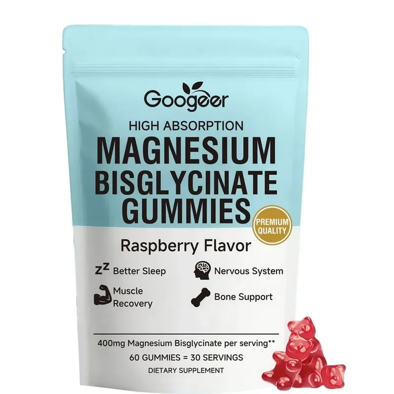 Δισγλυκινικό μαγνήσιο Gummies για μυϊκό ύπνο των οστών Υποστήριξη Νευρικού Συστήματος Ευεξία με Βιταμίνη D3 και Ψευδάργυρο 60 Gummies