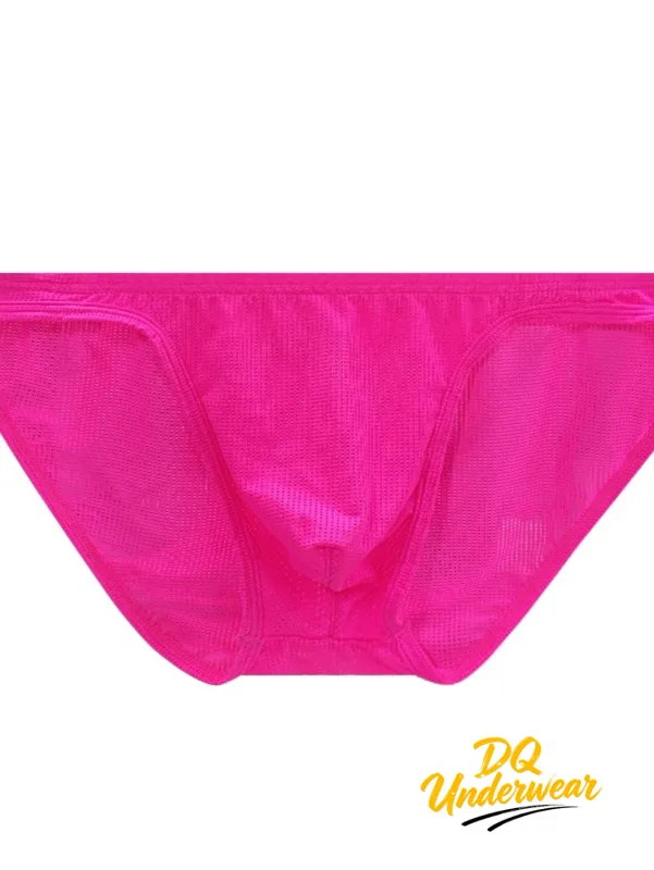 1PCS Men Neon Mesh Bikini Briefs Solid Color Elastic Waistband Multi Color Low Rise U Convex Pouch Breathable Quick Dry BS839