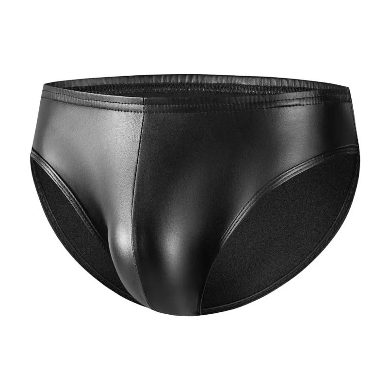 New PU Faux Leather Mens Bikini Briefs Trunks Slips Tights Hot Sexy Underwear Jockstrap Calzoncillos Ropa Panties Tanga Thong