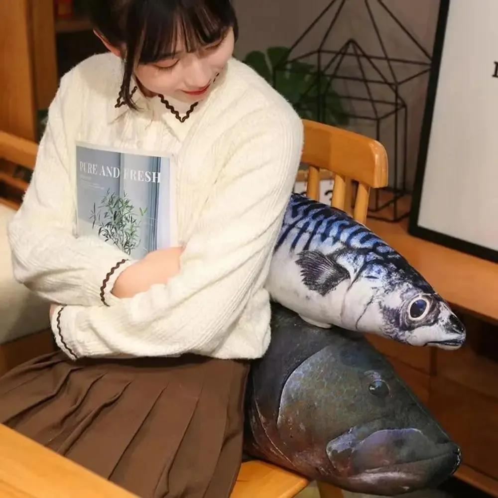 Sofa Cushion PP Cotton Simulation Sea Fish Soft Stuffed Sea Fish Stuffed Bream Salmon Fish Sleeping Pillow Bedroom — image 4
