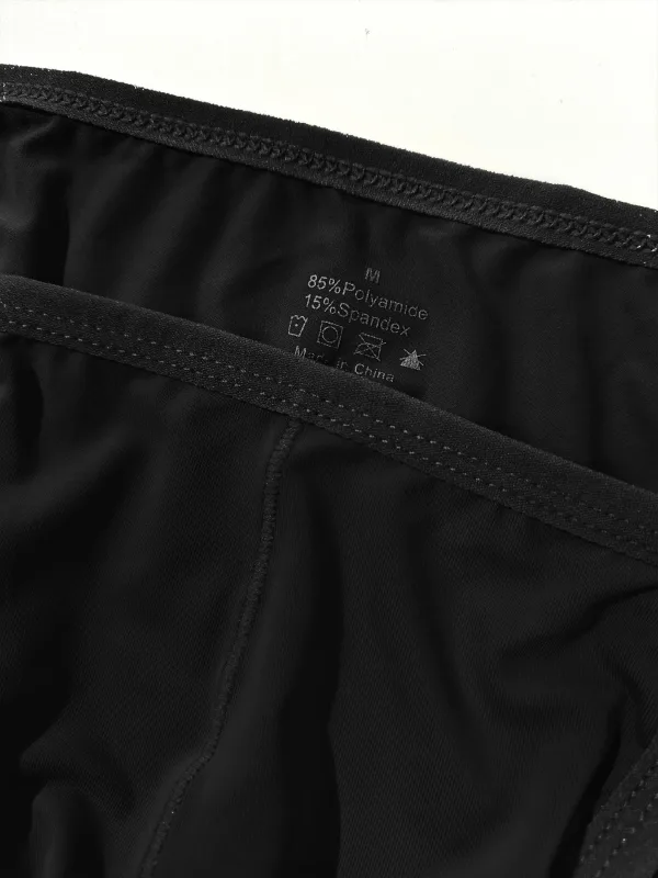 1PC Men's Sexy Low-Waist Briefs with Large Pouch Single Color Thin Belt Comfortable Thin Design for Summer Pure Color Underwear