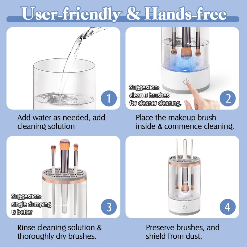 Draagbare USB make-upborstelreiniger 3 in 1 elektrische cosmetische borstels Reinigingsdroger Gereedschap Automatische wasmake-upreiniger voor vrouwen