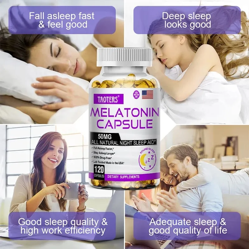 Κάψουλες μελατονίνης 50mg - Προωθήστε τον Γρήγορο Αποκοιμισμό Συμπλήρωμα Φυσικού Βοηθήματος ύπνου Calm The Mind
