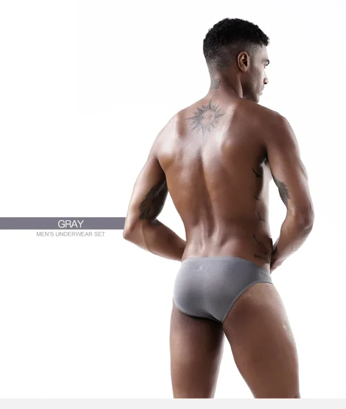 2PCS Men's Underpants Ice Silk Breathable Sexy Thin U Convex Transparent One Piece Low Waist Triangle Shorts Head