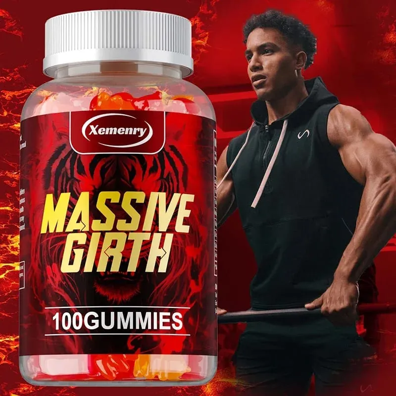 Massive Girth Gummies for Men - Men's Vitality Enhancer Increase Size and Stamina Boost Strength and Confidence Vegan