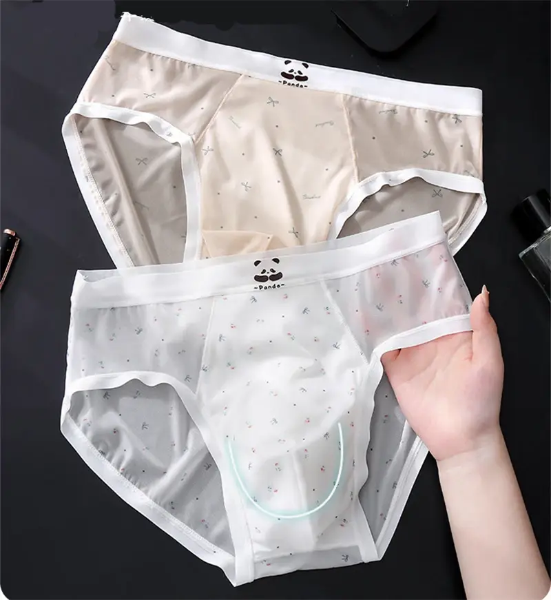 New Bare feel men's underwear printed sissy cuecas masculino ice silk sexys tøy men cueca thin seamless calzoncillos hombre