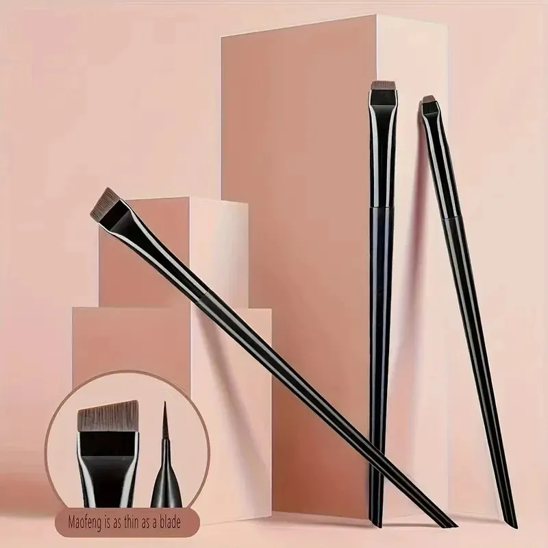 Set Kuas Eyeliner & Alis 3 Bagian - Ujung Sangat Halus & Datar untuk Kontrol Yang Tepat Aplikasi Riasan Presisi Berkualitas Tinggi