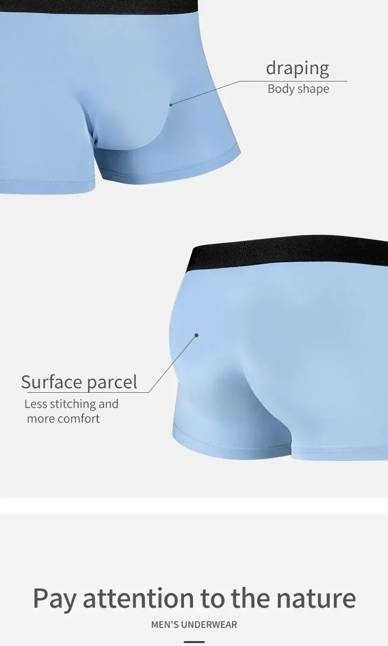 5PCS Men's ice silk seamless underpants 3D punch bag, cool, breathable, comfortable in summer, flat-angled bottom underpants