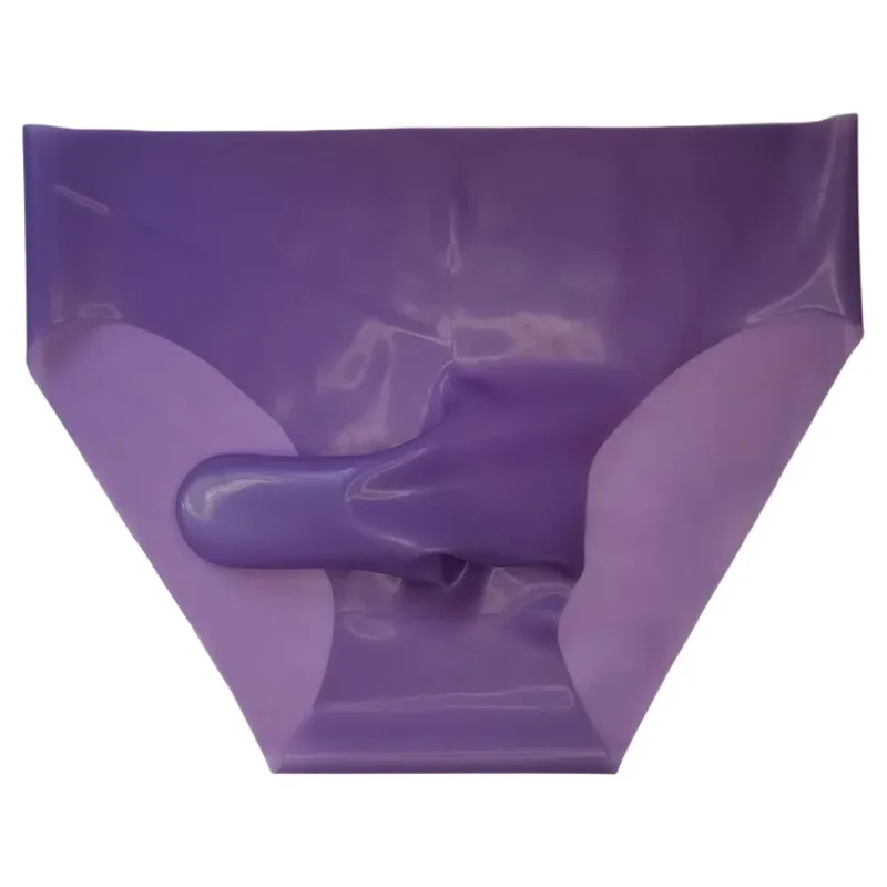 Men's Sexy Latex Erotic Underpants Seamless Rubber Sheath Sissy Briefs See-Through Couple Low Waist Panties Tight Safety Panties