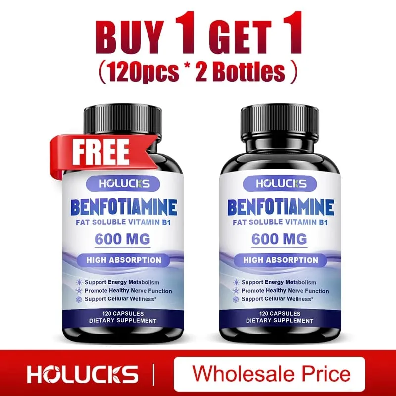 Benfotiamine Capsules with Fat-Soluble Vitamin B1 Support Nerve Health Energy Metabolism & Cellular Wellness for Men & Women