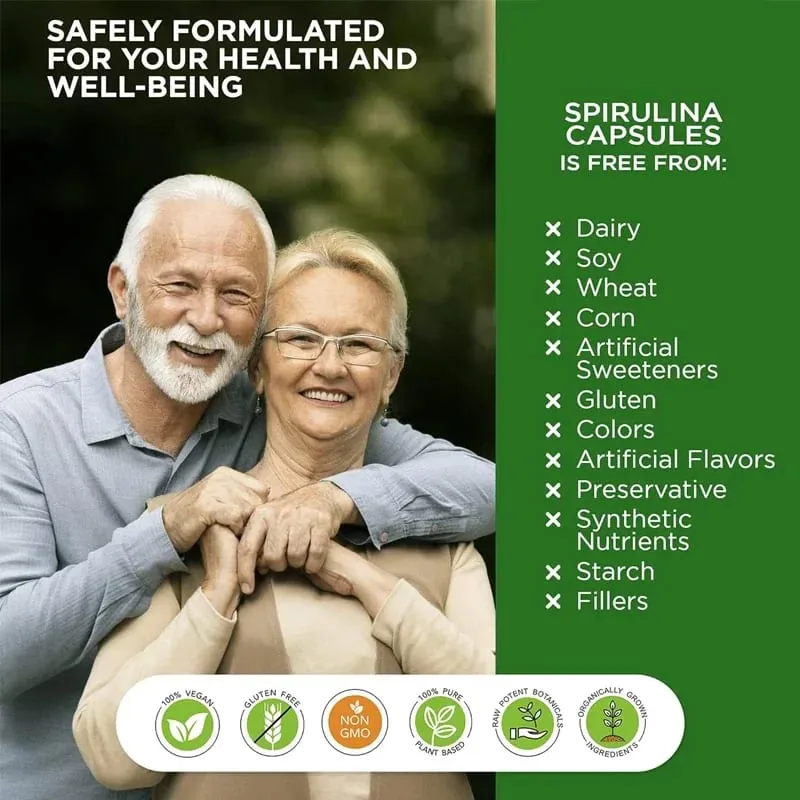 Organic Spirulina 2000 Mg Supplement - Tumutulong sa Detoxification Immune System Cardiovascular Antioxidants B Vitamins