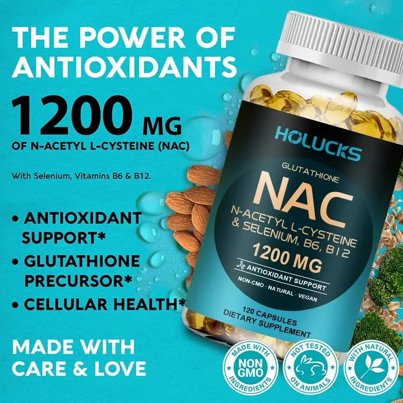 Viên nang NAC 1200mg - Hỗ trợ sức khỏe làn da Năng lượng tế bào Giải độc chống oxy hóa Tăng cường khả năng miễn dịch Cải thiện tiêu hóa