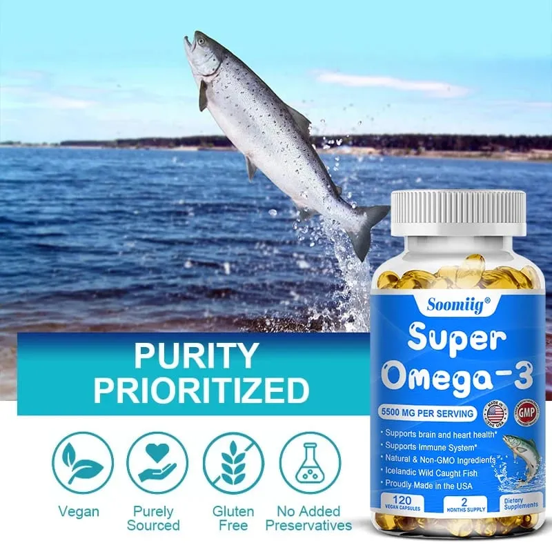 Triple Potency Capsules Omega-3 Fish Oil + DHA + EPA-Sinusuportahan ang Pinagsanib na Utak at Kalusugan ng Mata na Pinahuhusay ang Immune Function Antioxidant