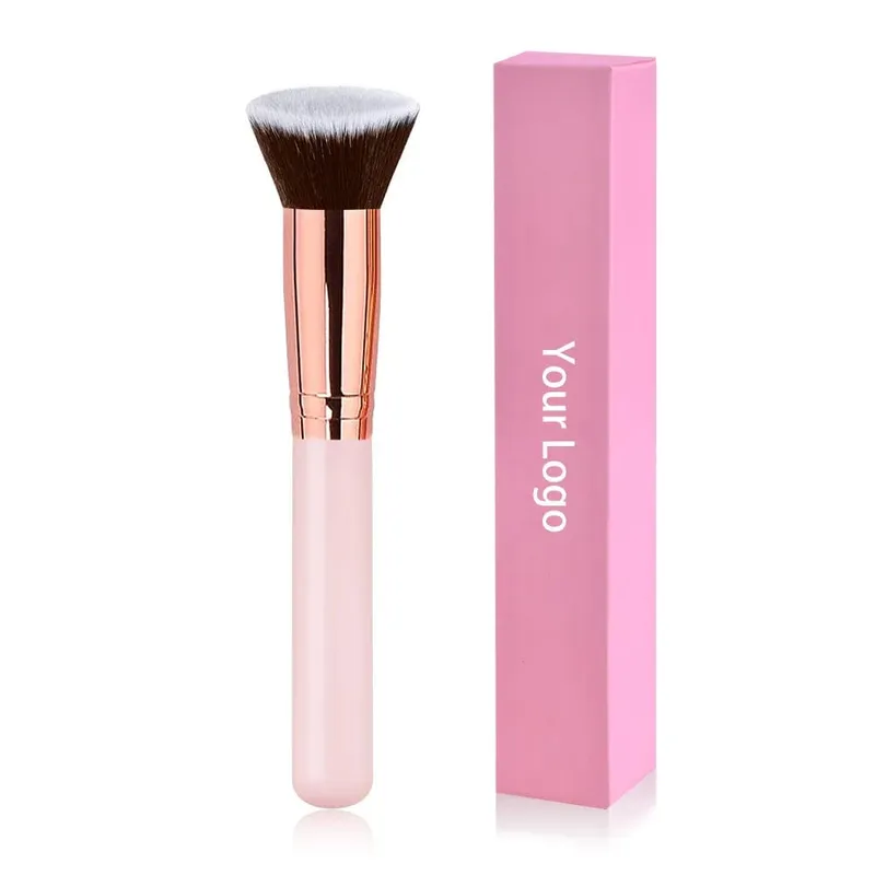Gratis Label Pribadi Kuas Rias Foundation Loose Powder Concealer Blending Brush Pink Alat Rias Kecantikan Grosir Massal 10pcs