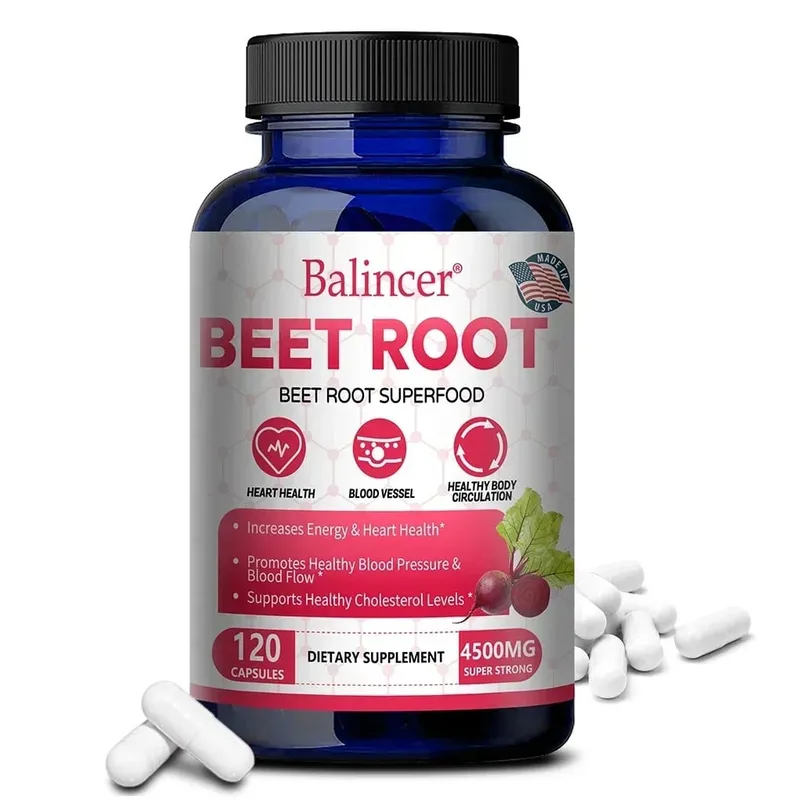 Balincer Organic Beetroot Extract Κάψουλες - Καλό για ενέργεια και αντοχή στην κυκλοφορία του αίματος Συμπλήρωμα για την υγεία της καρδιάς