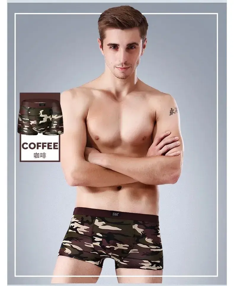 4Pcs Camouflage Boxer Men Underwear High-quality Bamboo Fiber High Elasticity Sexy Men Boxer Shorts Underwear Hombre Underpants