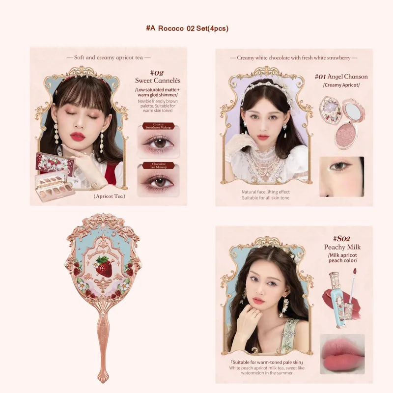 Flower Knows Strawberry Rococo Σετ Μακιγιάζ Glitter Matte Eyeshadow Palette Blusher Power Velvet Κιτ κραγιόν Σετ αρωμάτων